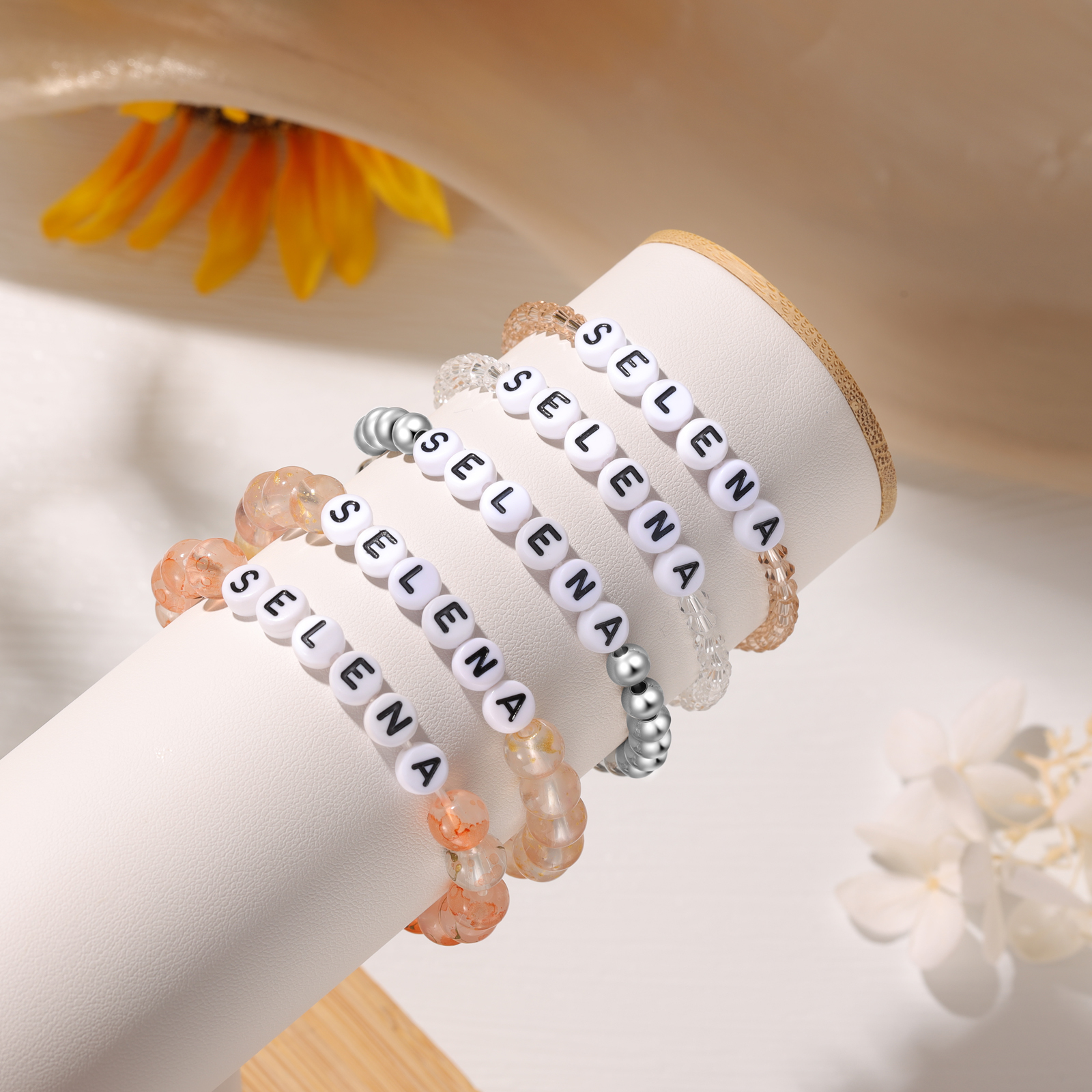 Braccialetto con perline trasparenti di 1 nome personalizzato regalo per scuola bambina