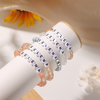Braccialetto con perline trasparenti di 1 nome personalizzato regalo per scuola bambina