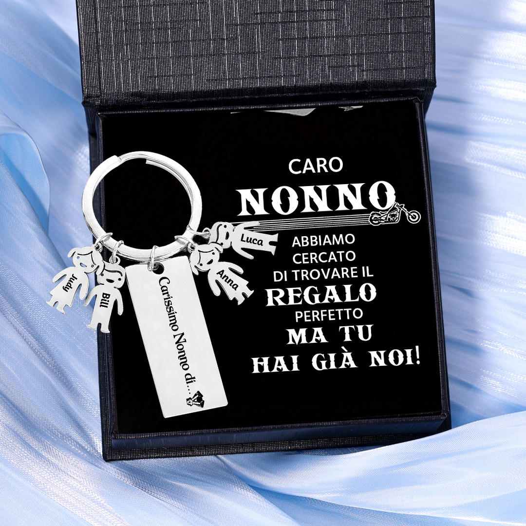 Portachiavi con ciondolo bambino 4 nomi personalizzati regalo per nonno festa dei nonni