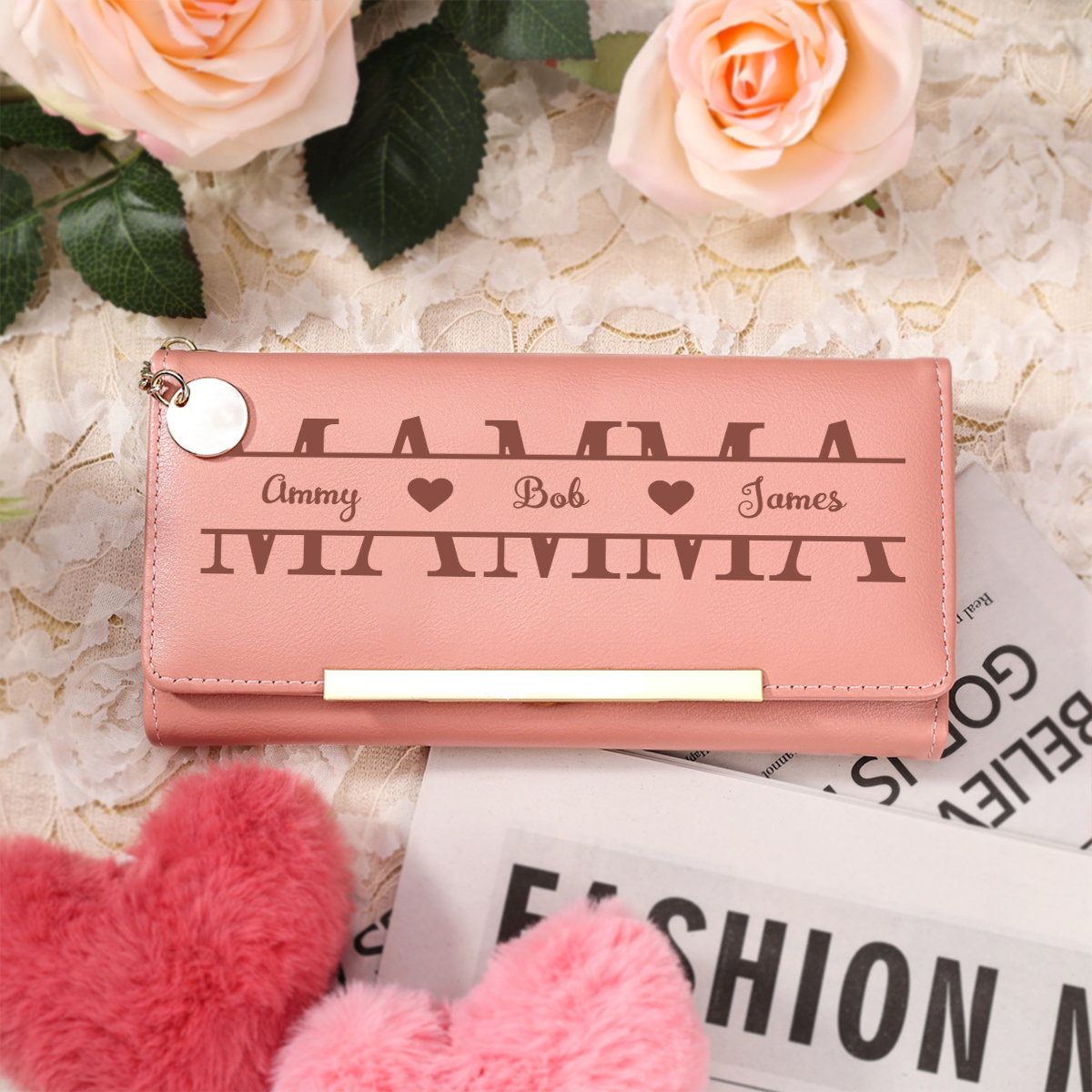 Portafoglio in pelle personalizzato per la mamma, nome personalizzabile, regalo per la Festa della Mamma o per il compleanno, ricordo pratico da parte dei bambini | Jessemade