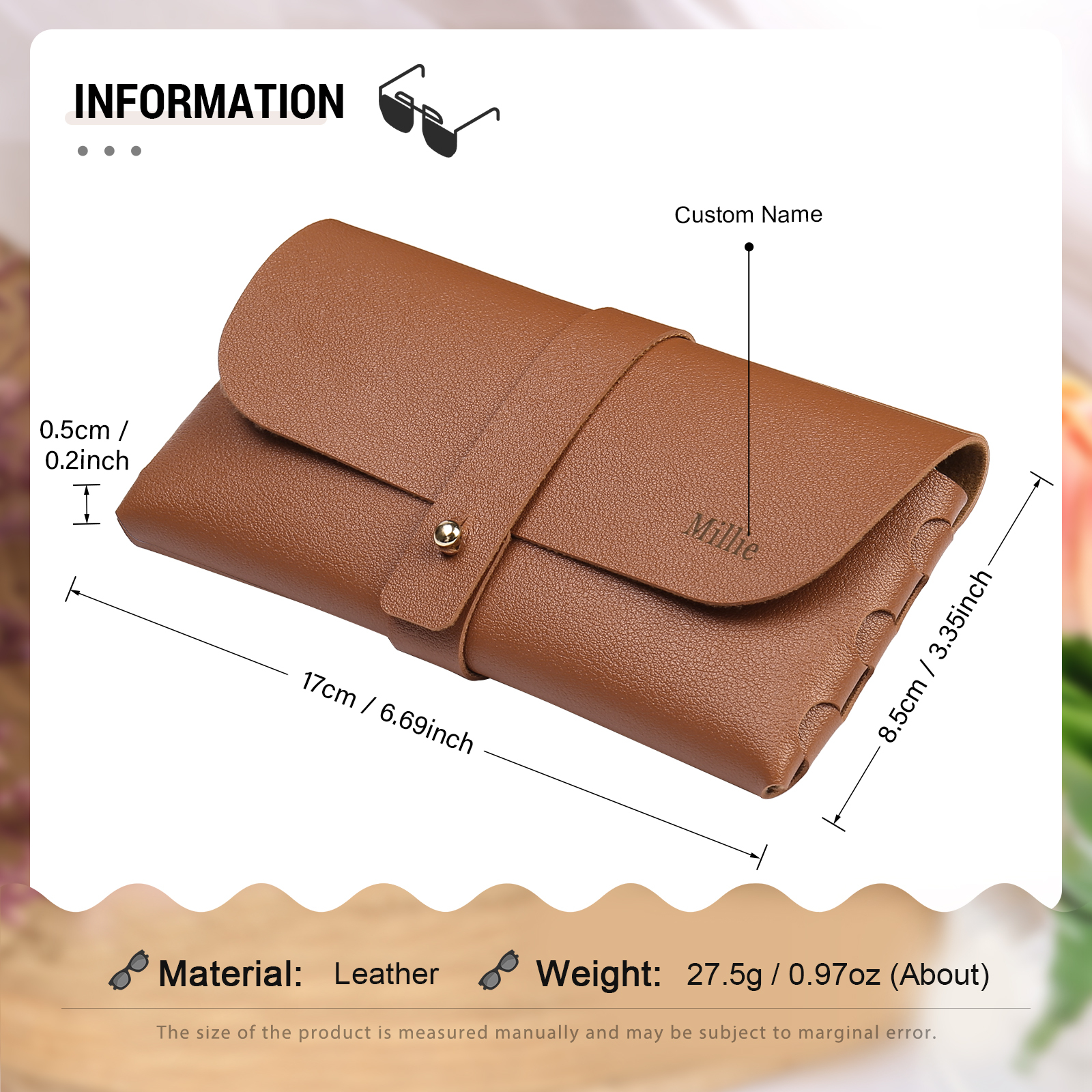Personalised Glasses Case – Custom Name Available in Pink, Brown, Beige, and Blue | Jessemade