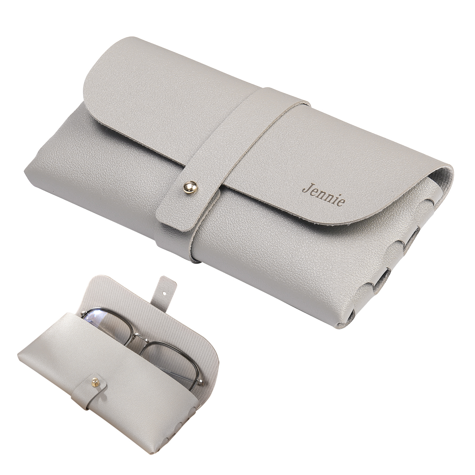 Personalised Glasses Case – Custom Name Available in Pink, Brown, Beige, and Blue | Jessemade