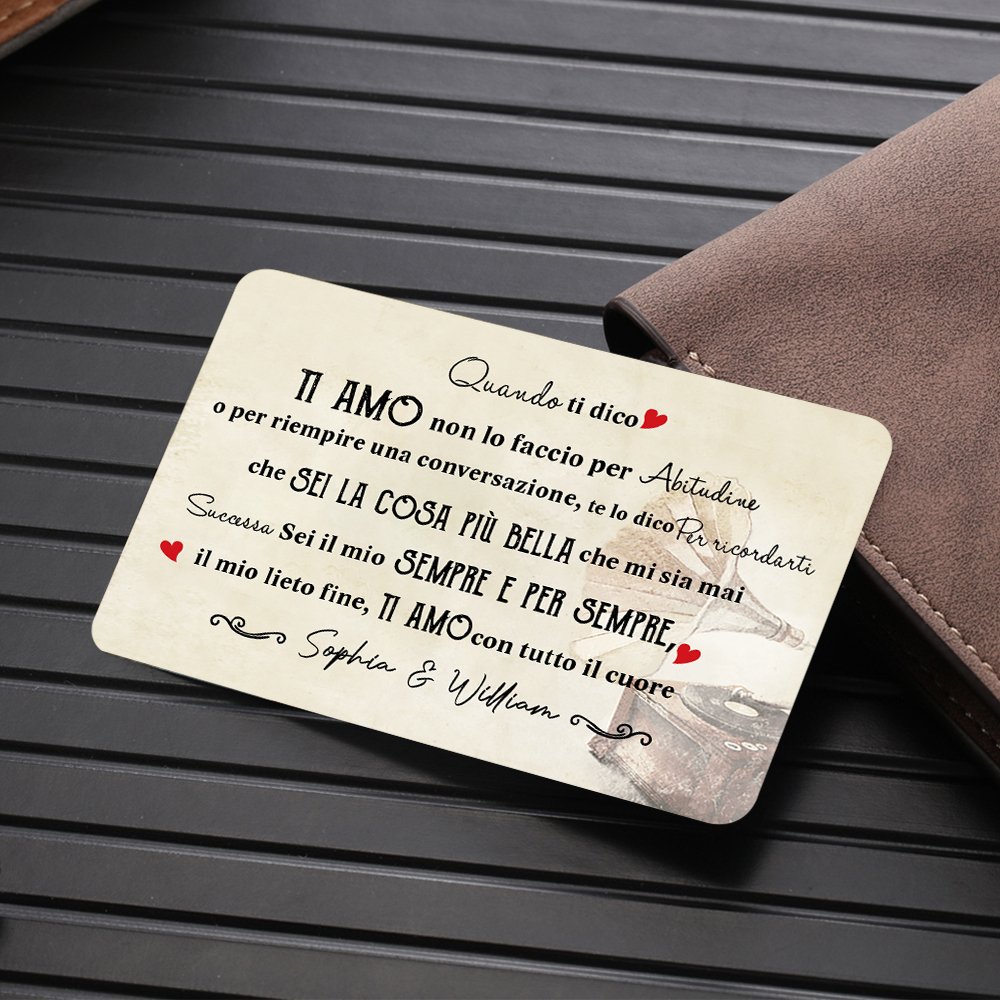 Carta Personalizzata per Portafoglio - Personalizzabile con 2 Nomi e 1 Foto, Disponibile in Versione Monofacciale o Bifacciale, Regalo di San Valentino per Lui | Jessemade
