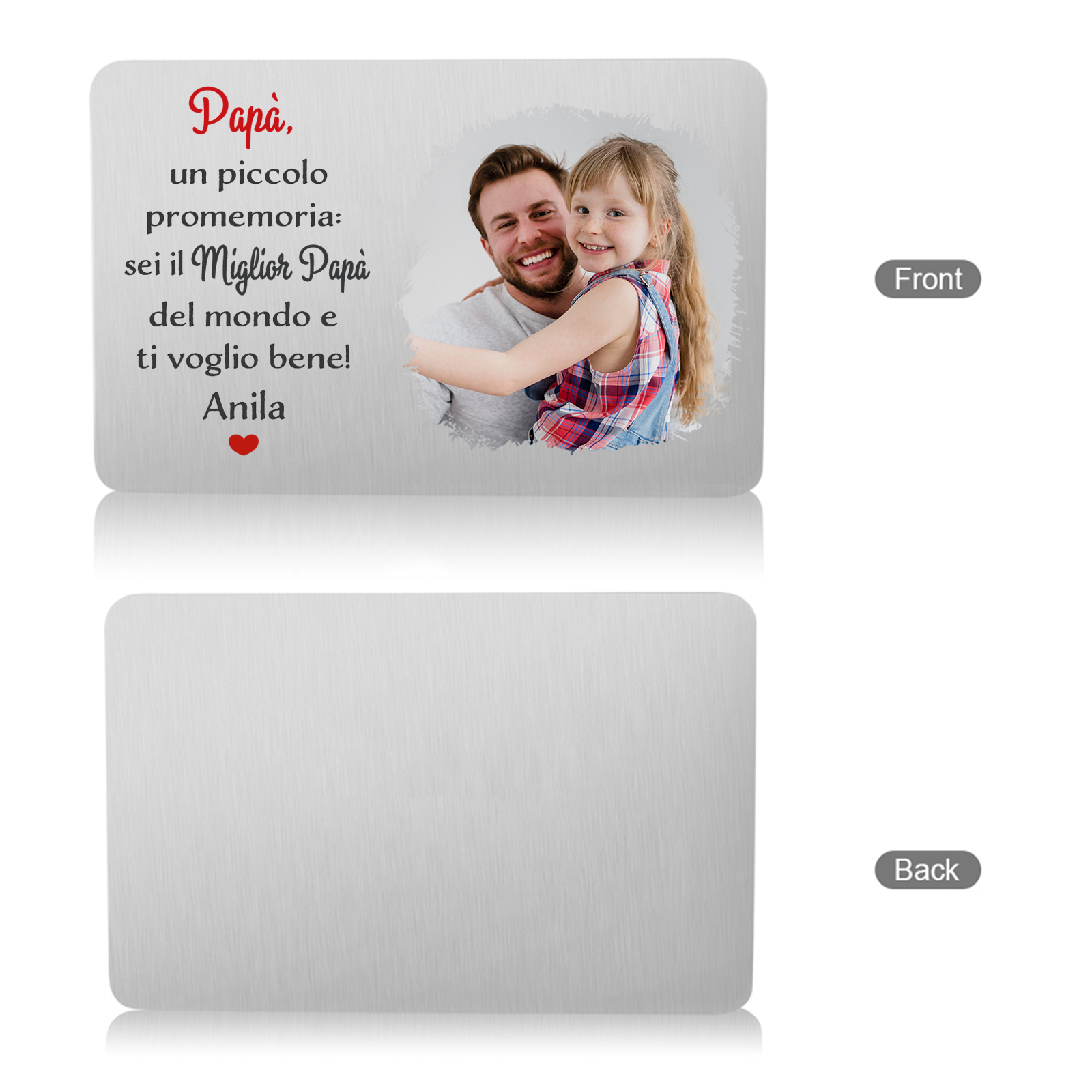 Carta Personalizzata per Portafoglio - con 1 Nome e 1 Foto – “Papà, Sei il Miglior Papà del Mondo” – Regalo Elegante per Papà | Jessemade