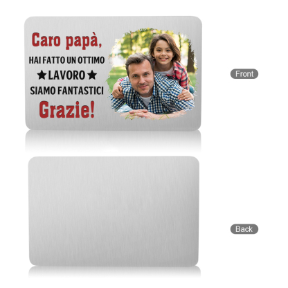 Carta Personalizzata per Portafoglio - con 1 Foto – “Caro Papà, Hai Fatto un Ottimo Lavoro” – Regalo Elegante per Papà | Jessemade