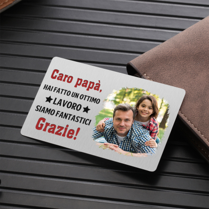 Carta Personalizzata per Portafoglio - con 1 Foto – “Caro Papà, Hai Fatto un Ottimo Lavoro” – Regalo Elegante per Papà | Jessemade
