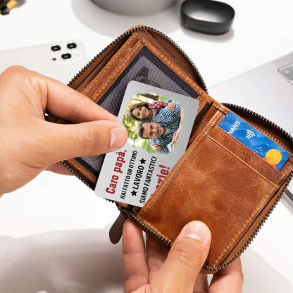 Carta Personalizzata per Portafoglio - con 1 Foto – “Caro Papà, Hai Fatto un Ottimo Lavoro” – Regalo Elegante per Papà | Jessemade