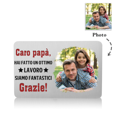 Carta Personalizzata per Portafoglio - con 1 Foto – “Caro Papà, Hai Fatto un Ottimo Lavoro” – Regalo Elegante per Papà | Jessemade