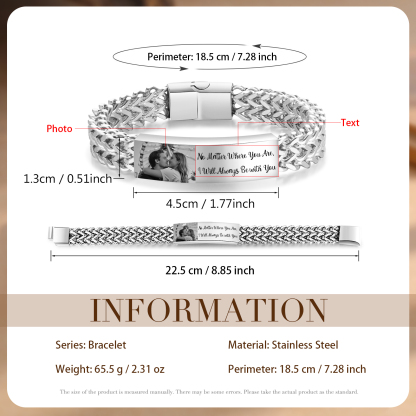 Bracciale da uomo personalizzato con foto e testo a scelta – regalo per partner o amico