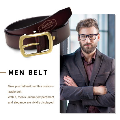 Cinture Personalizzate da Uomo con Nome e Data - Pelle PU Marrone - Regalo per la Festa del Papà | Jessemade