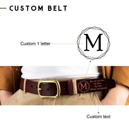 Cinture Personalizzate da Uomo con 1 Lettera e Testo - Pelle PU Marrone - Regalo per la Festa del Papà | Jessemade