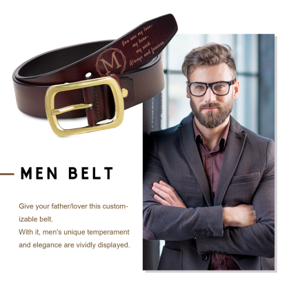Cinture Personalizzate da Uomo con 1 Lettera e Testo - Pelle PU Marrone - Regalo per la Festa del Papà | Jessemade