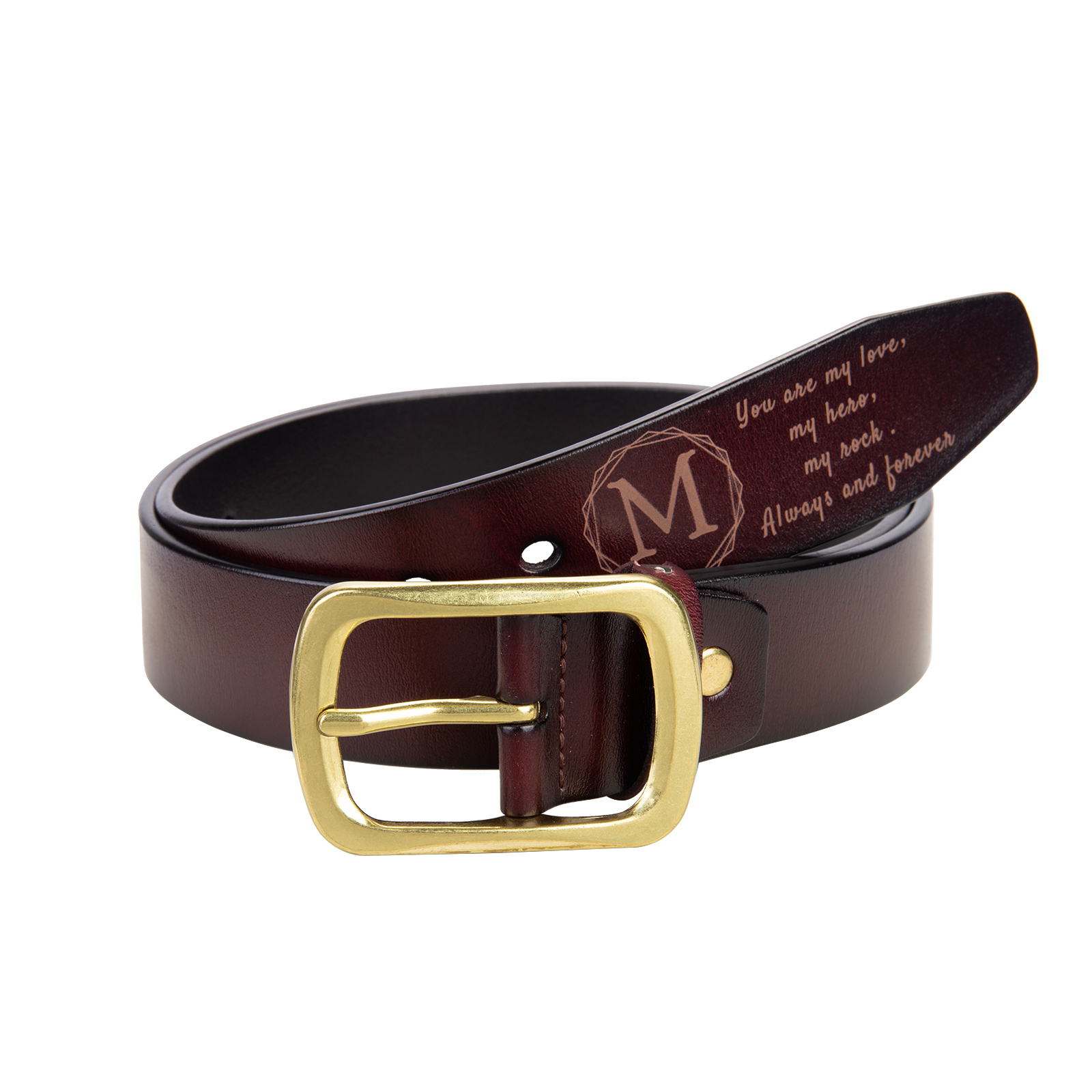 Cinture Personalizzate da Uomo con 1 Lettera e Testo - Pelle PU Marrone - Regalo per la Festa del Papà | Jessemade