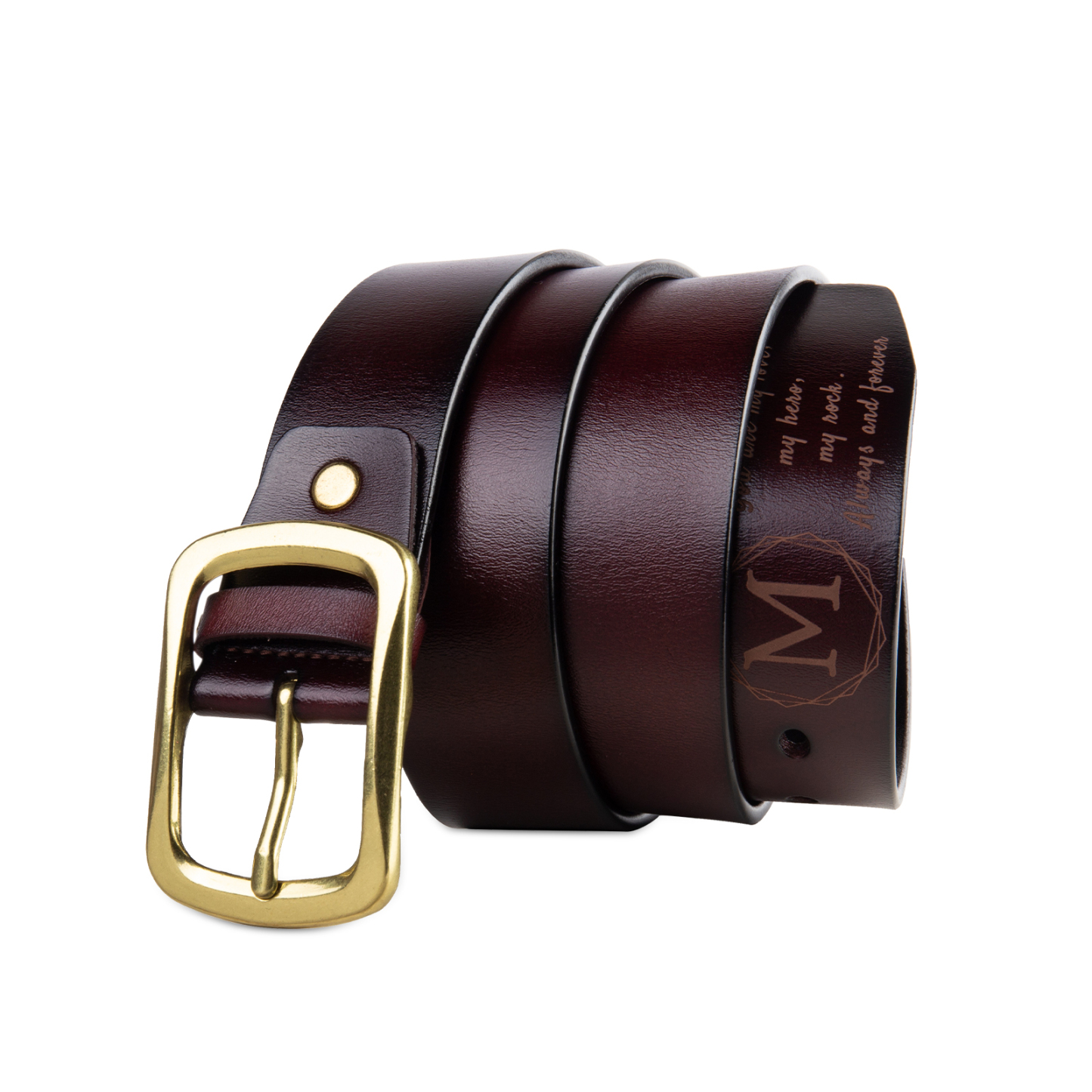 Cinture Personalizzate da Uomo con 1 Lettera e Testo - Pelle PU Marrone - Regalo per la Festa del Papà | Jessemade