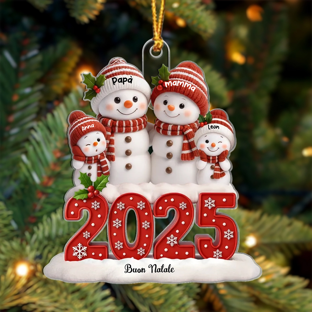 Decorazione per albero di Natale personalizzata Famiglia di pupazzi di neve 2025
