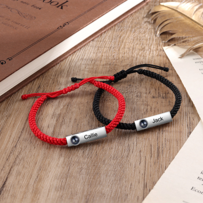 Personalised Couple Projection Stone Bracelet - Customized with 2 Photos & 2 Names, Valentine’s Day Gift for Him/Her | Jessemade