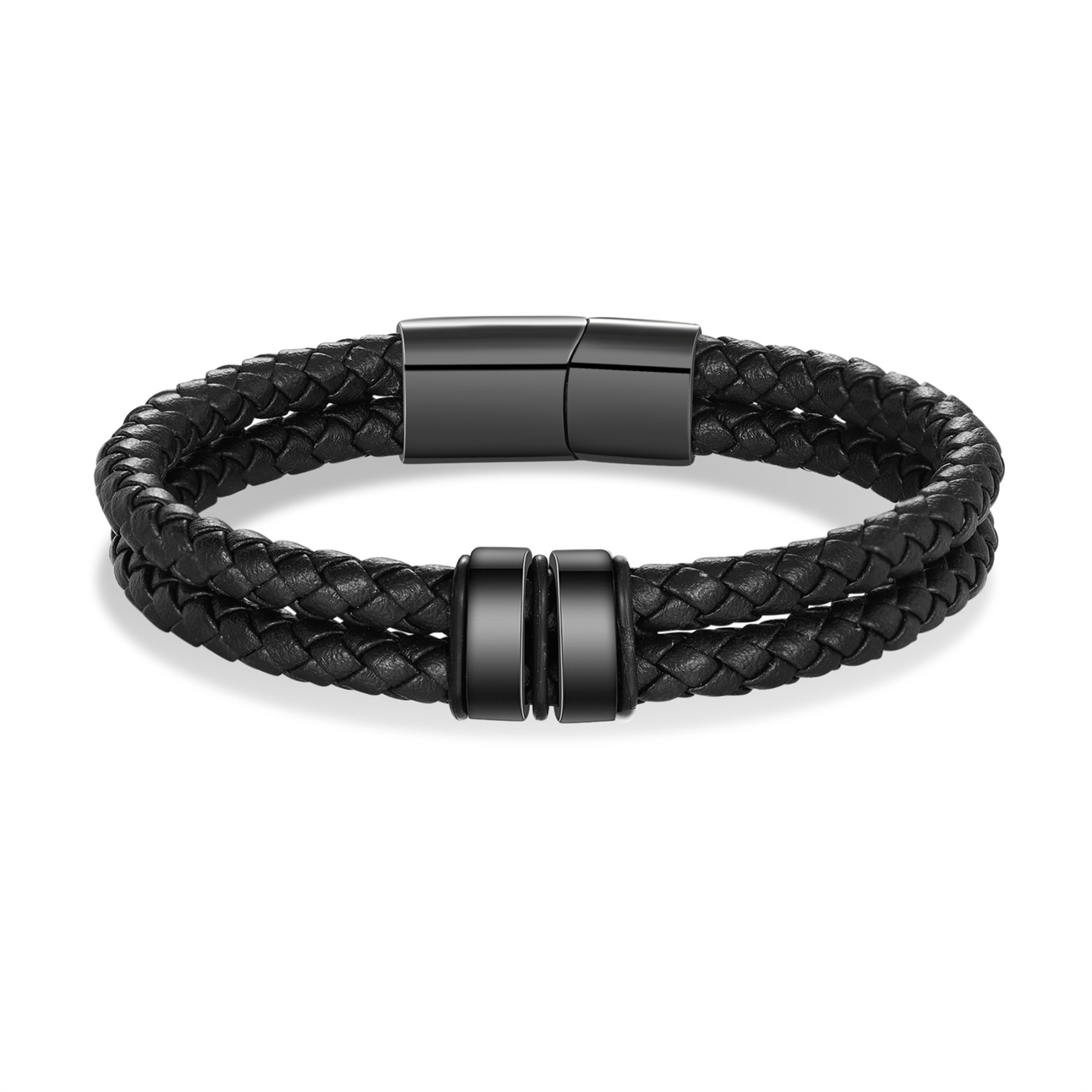 Bracciale da Uomo in Pelle Personalizzato con 2 Nomi – Regalo Speciale per Papà | Jessemade