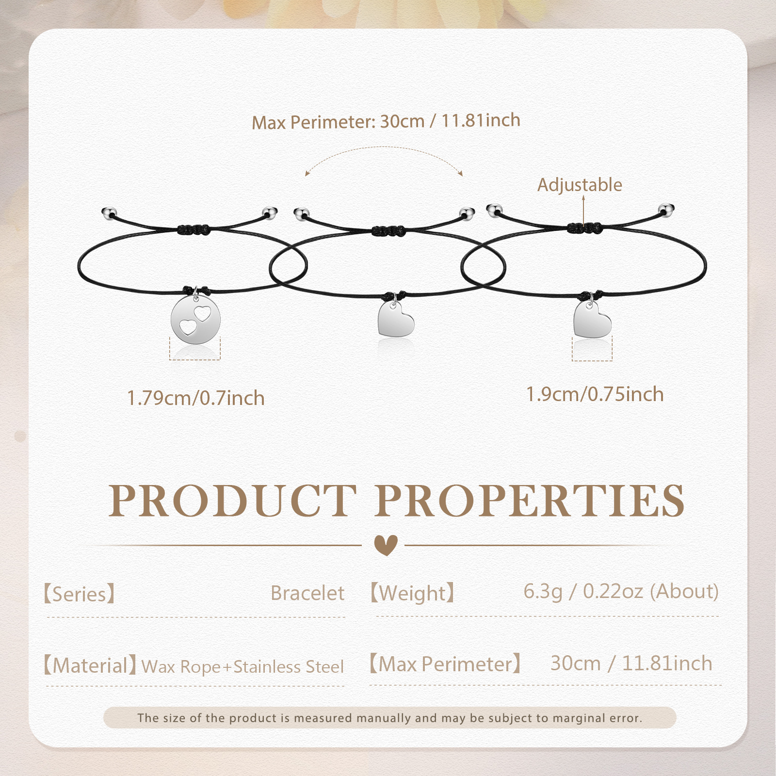 3PCS Braccialetto cuore regalo per scuola bambino