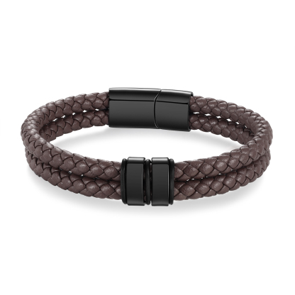 Bracciale in Pelle Personalizzato per Uomo – Incisione 2 Nomi – Regalo Elegante per Papà o per Lui | Jessemade