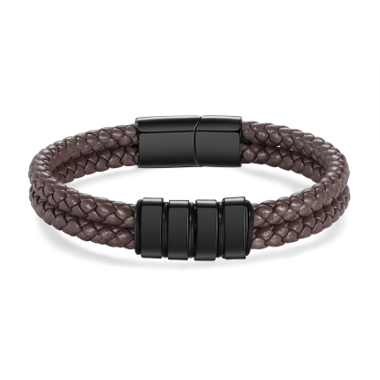 Bracciale in Pelle Personalizzato per Uomo – Incisione 4 Nomi – Regalo Elegante per Papà o per Lui | Jessemade