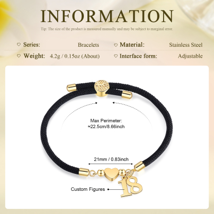 Braccialetto con 2 numeri personalizzati compleanno regalo bracciale 