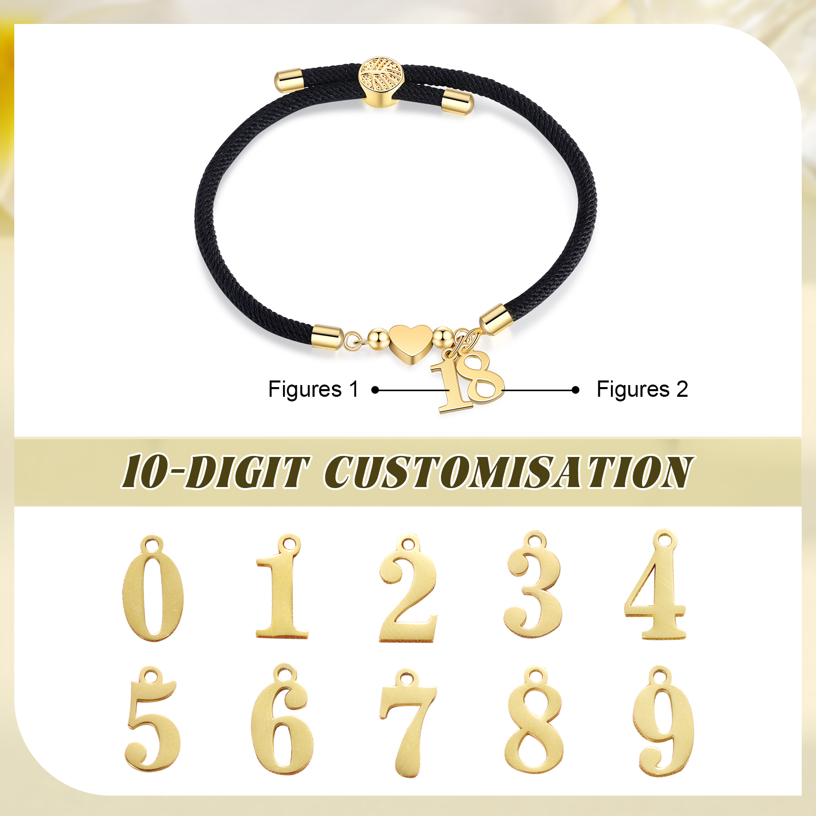 Braccialetto con 2 numeri personalizzati compleanno regalo bracciale 