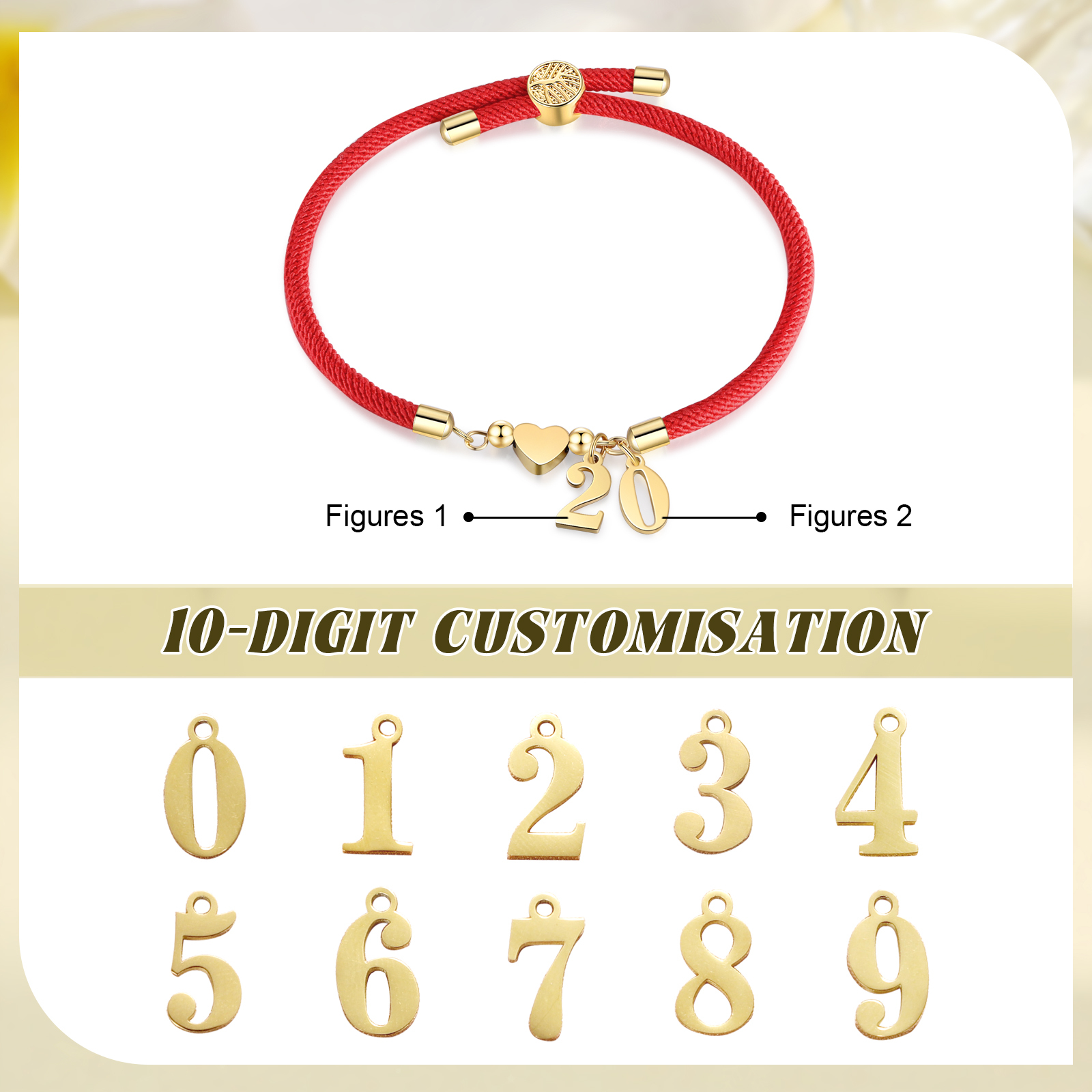 Braccialetto con 2 numeri personalizzati compleanno regalo bracciale 