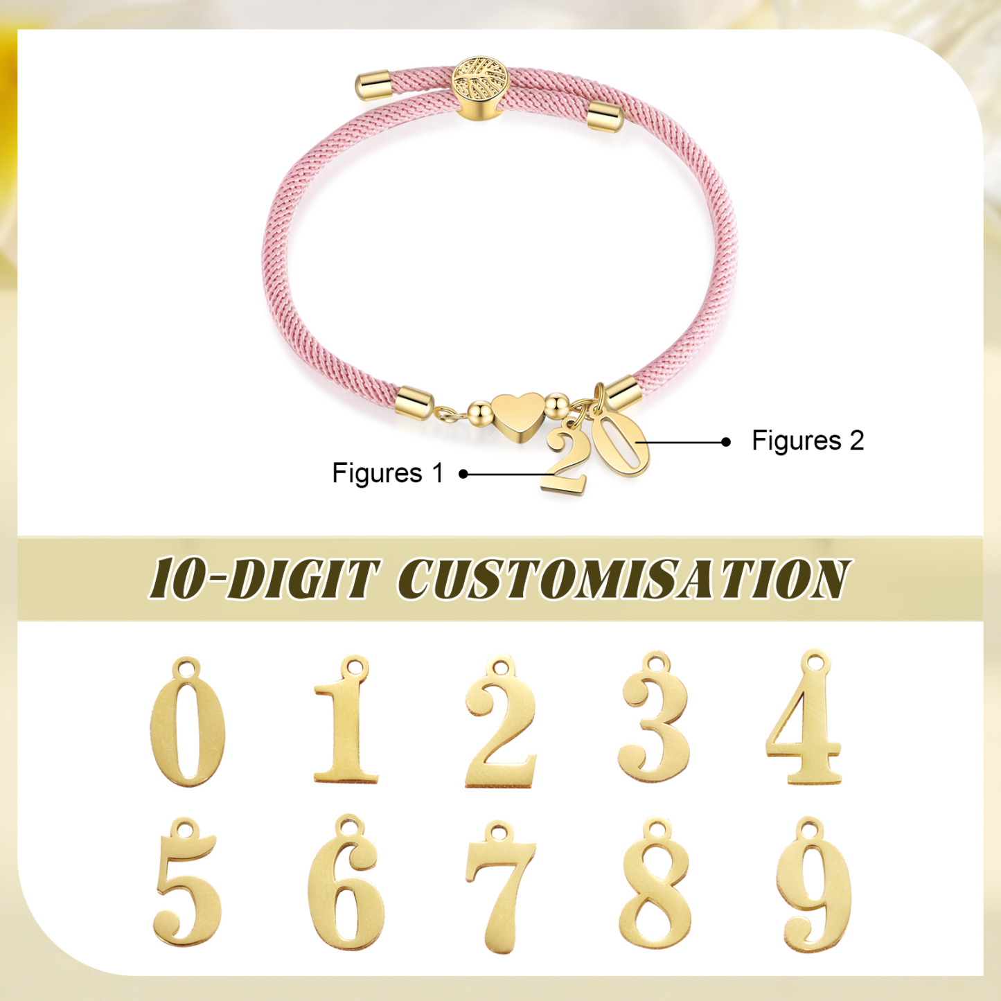 Braccialetto con 2 numeri personalizzati compleanno regalo bracciale 