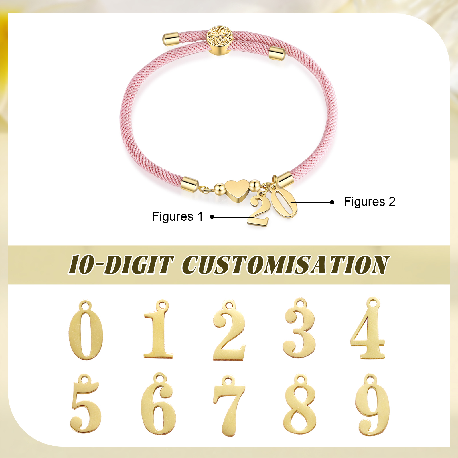 Braccialetto con 2 numeri personalizzati compleanno regalo bracciale 