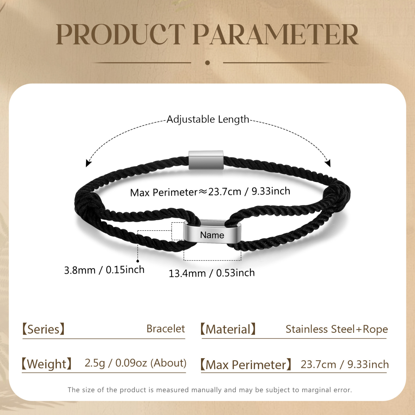 Braccialetto da uomo personalizzato con 1 nome Braccialetto maschile regalo per nonno