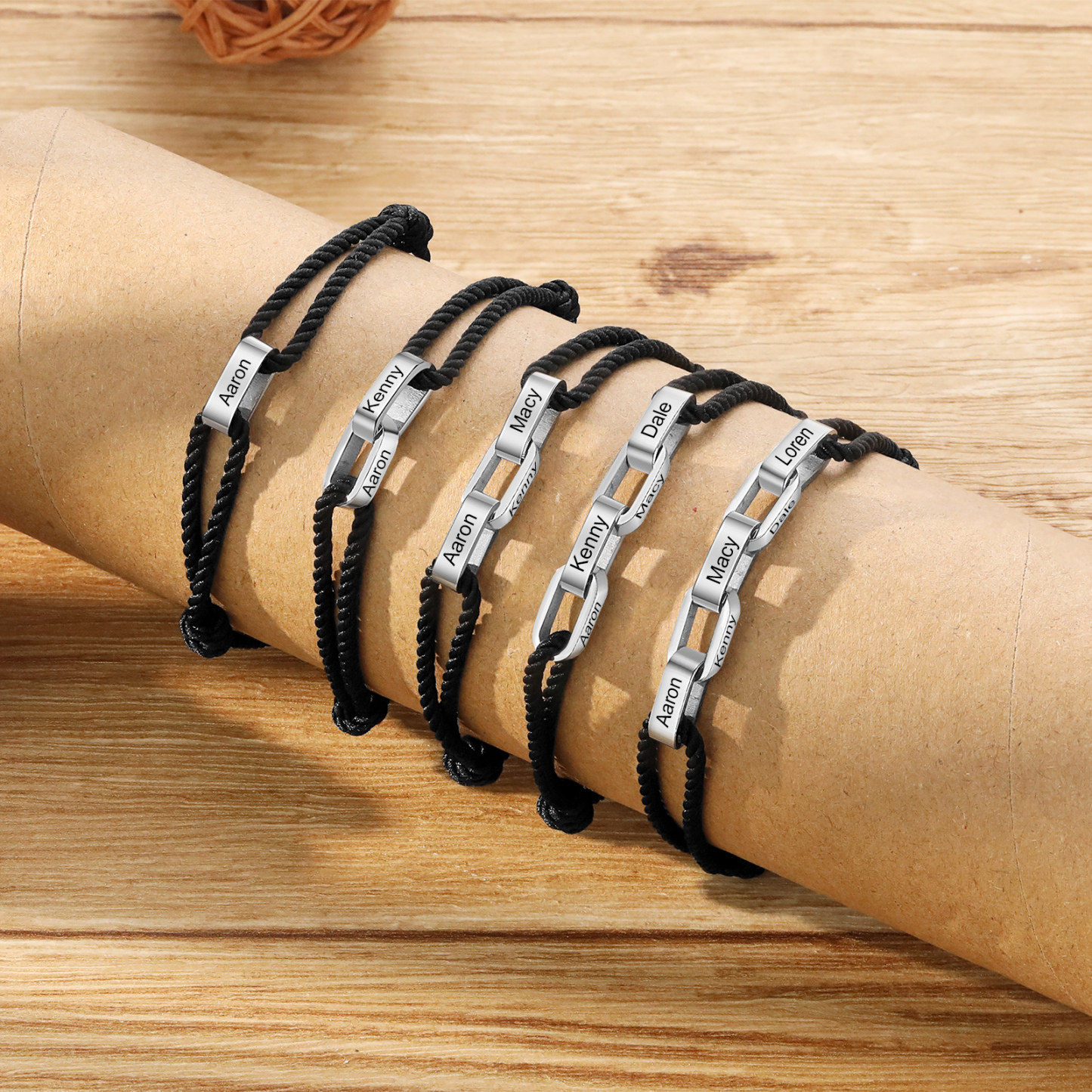 Braccialetto da uomo personalizzato con 1 nome Braccialetto maschile regalo per nonno