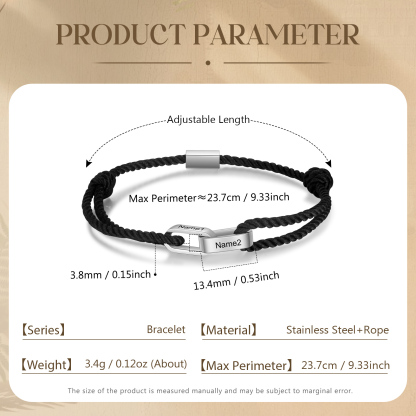 Braccialetto da uomo personalizzato con 2 nomi Braccialetto maschile regalo per nonno