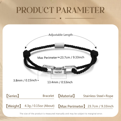 Braccialetto da uomo personalizzato con 3 nomi Braccialetto maschile regalo per nonno