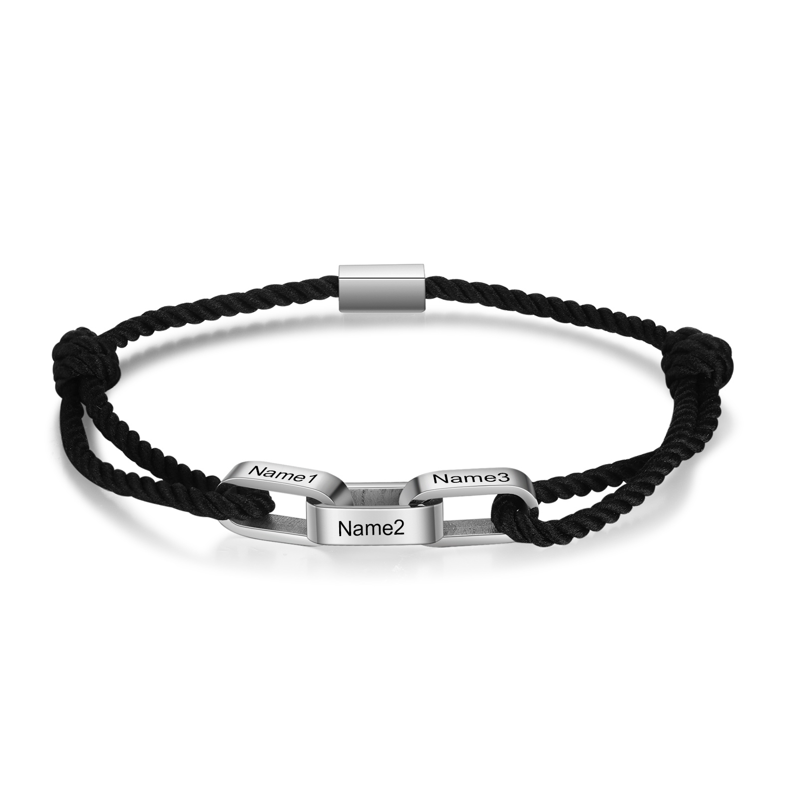 Braccialetto da uomo personalizzato con 3 nomi Braccialetto maschile regalo per nonno