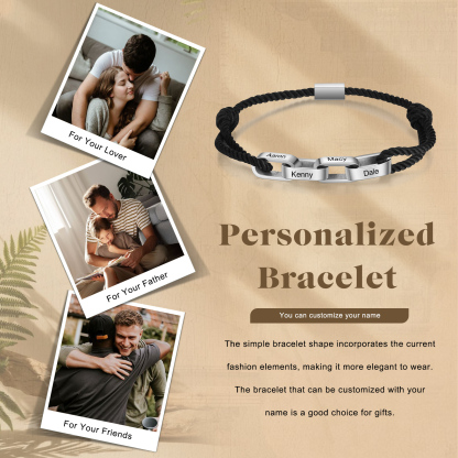 Braccialetto da uomo personalizzato con 4 nomi Braccialetto maschile regalo per nonno