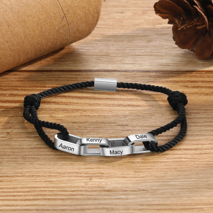 Braccialetto da uomo personalizzato con 4 nomi Braccialetto maschile regalo per nonno