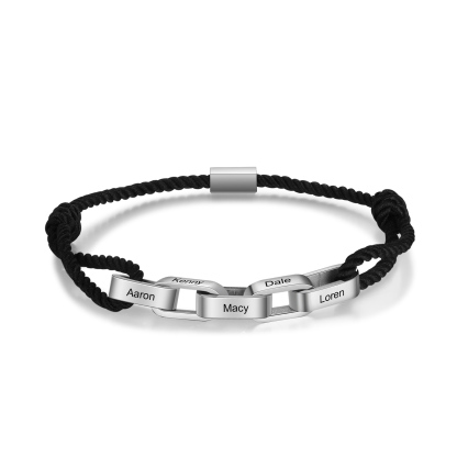 Braccialetto da uomo personalizzato con 5 nomi Braccialetto maschile regalo per nonno