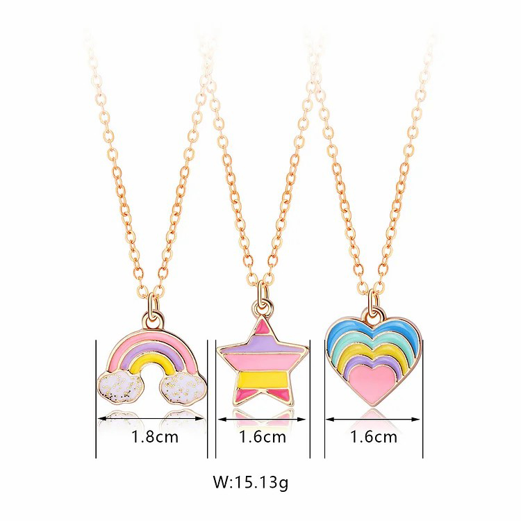 3PCS Collana colorato acrobaleno stella e cuore Tornare a Scuola regalo per amica