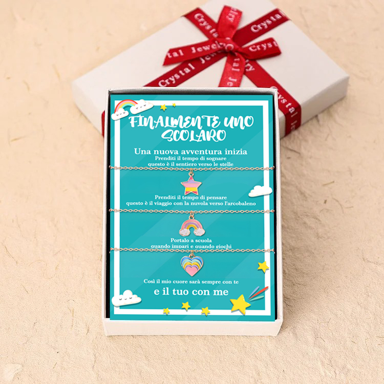 3PCS Collana colorato acrobaleno stella e cuore Tornare a Scuola regalo per amica