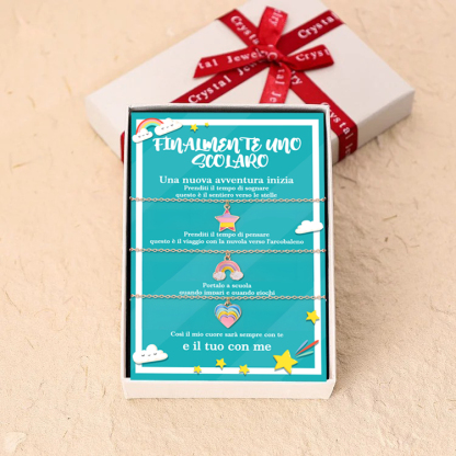 3PCS Collana colorato acrobaleno stella e cuore Tornare a Scuola regalo per amica