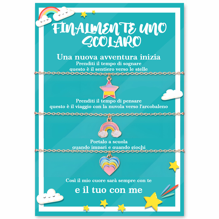 3PCS Collana colorato acrobaleno stella e cuore Tornare a Scuola regalo per amica