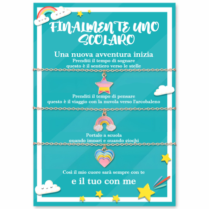 3PCS Collana colorato acrobaleno stella e cuore Tornare a Scuola regalo per amica