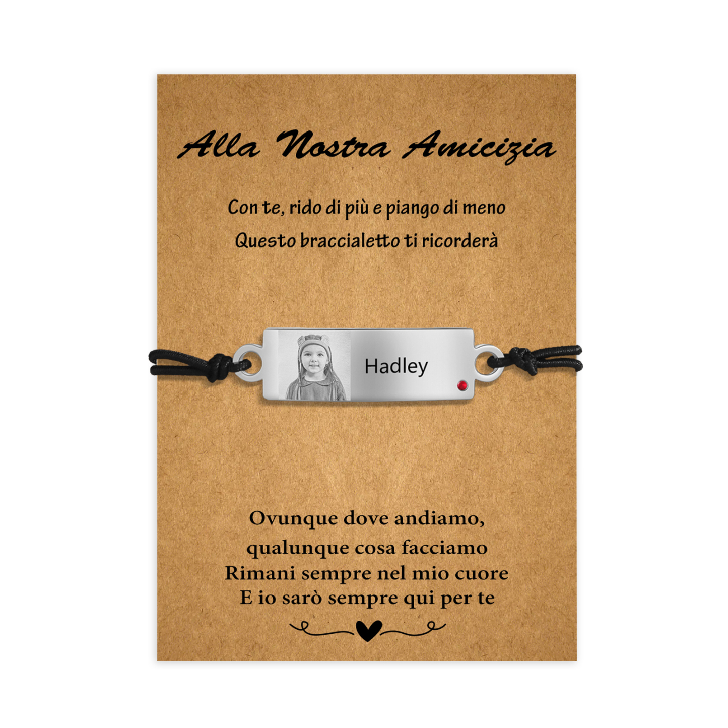 Alla nostra amicizia-2PCS Braccialetto regorabile personalizzato con 1