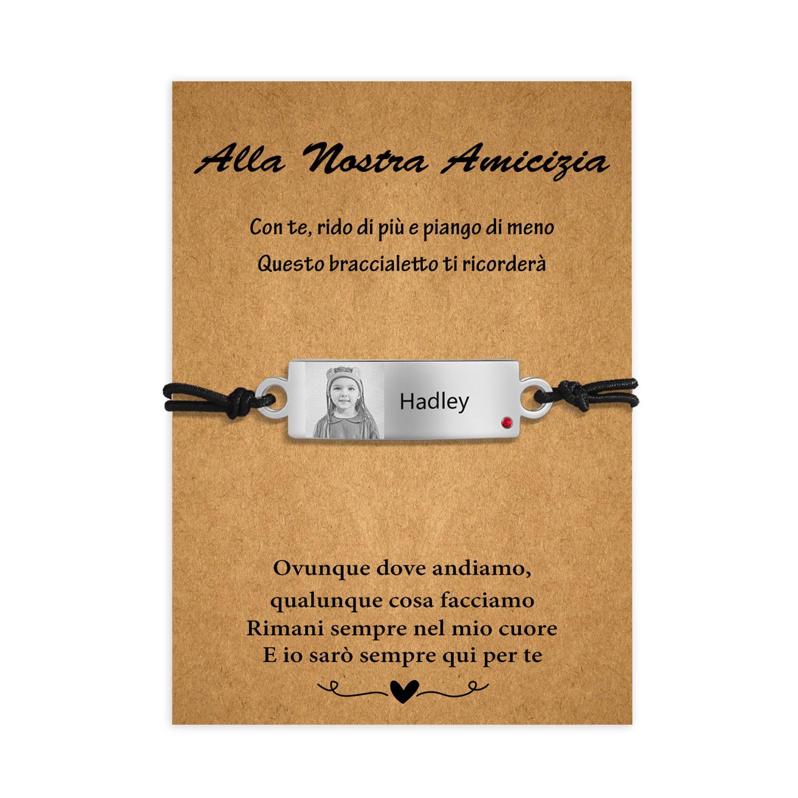 Alla nostra amicizia-2PCS Braccialetto regorabile personalizzato con 1