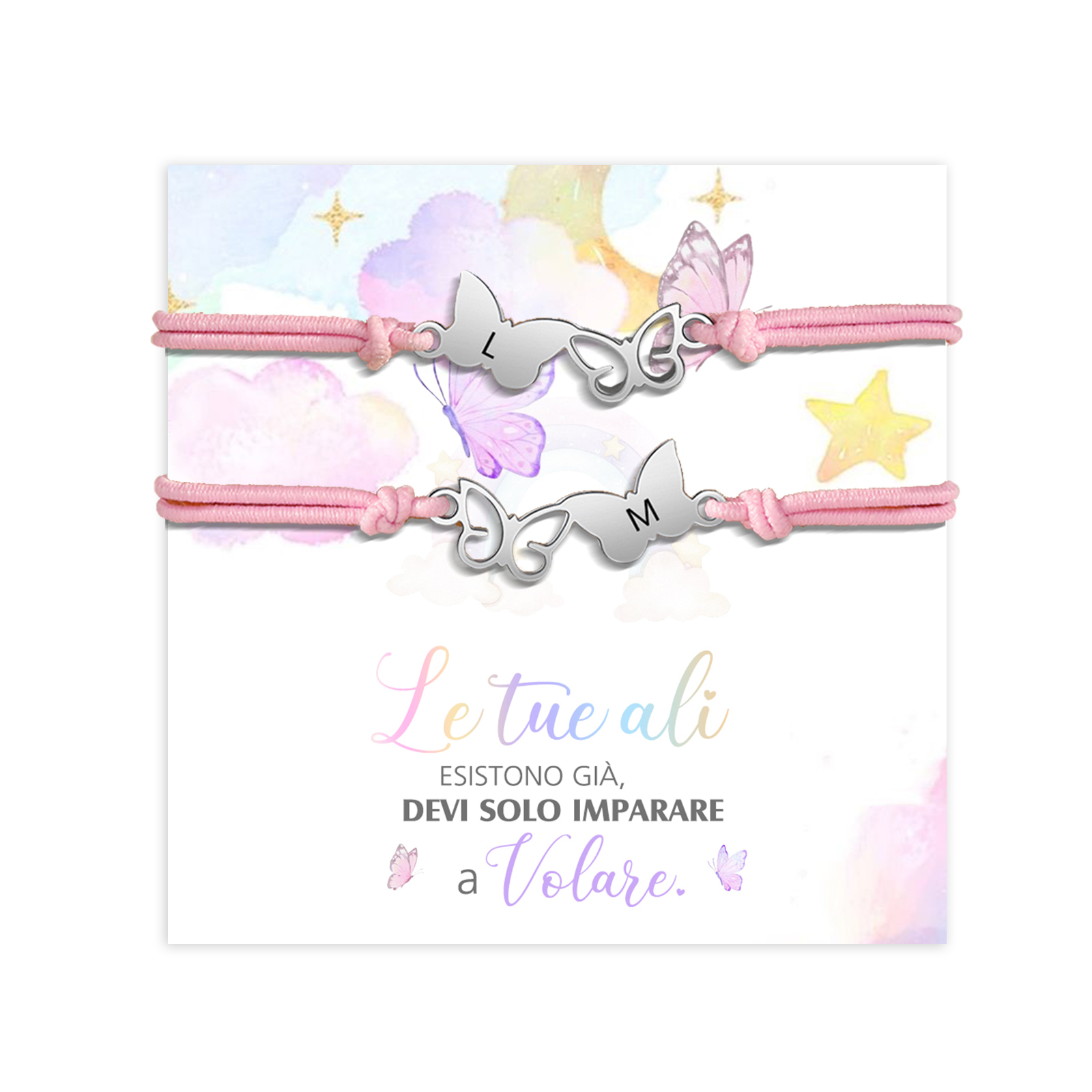 2PCS Braccialetto Farfalla🦋 regorabile personalizzato con 2 lettere