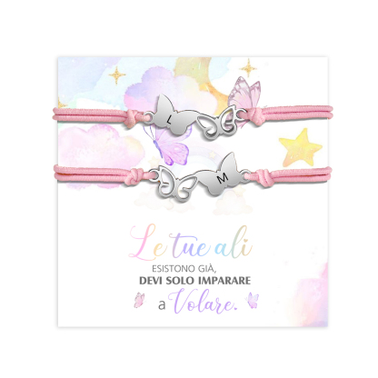 2PCS Braccialetto Farfalla🦋 regorabile personalizzato con 2 lettere