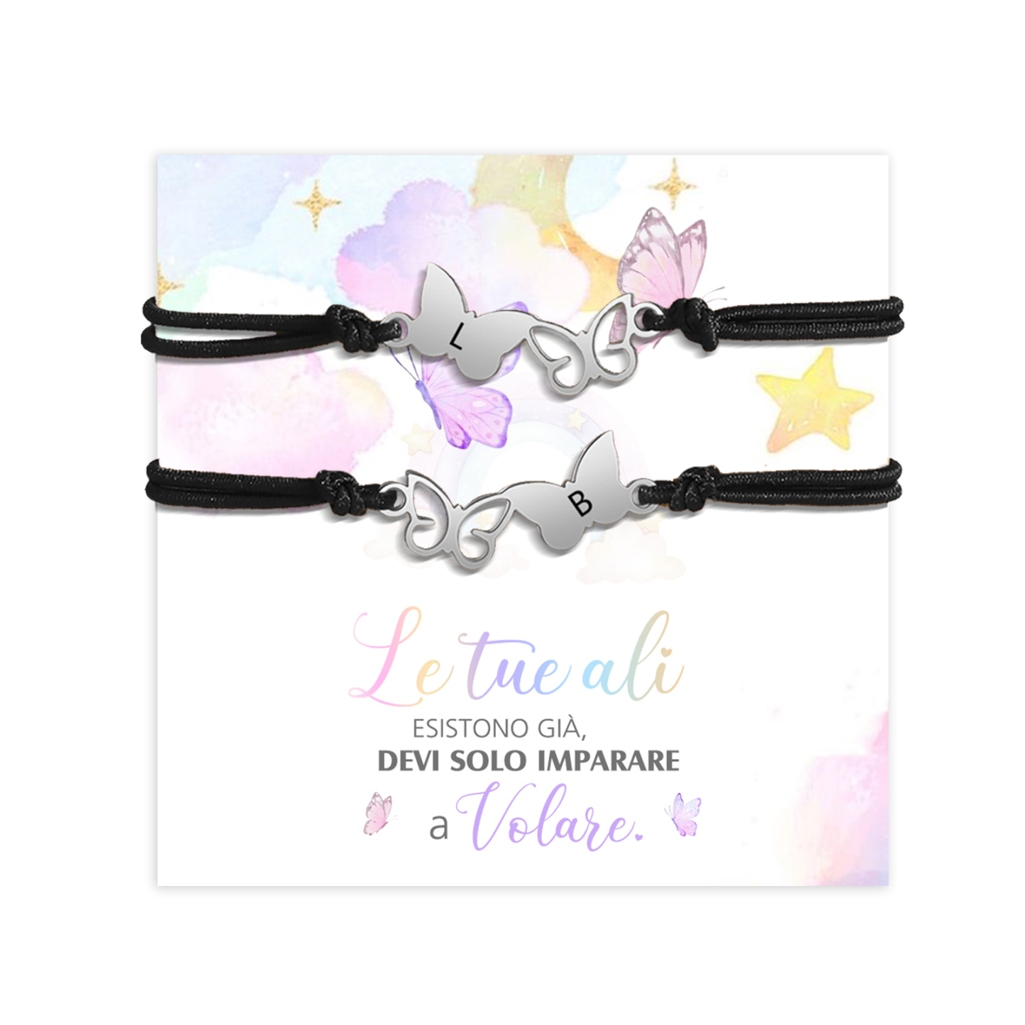 2PCS Braccialetto Farfalla🦋 regorabile personalizzato con 2 lettere