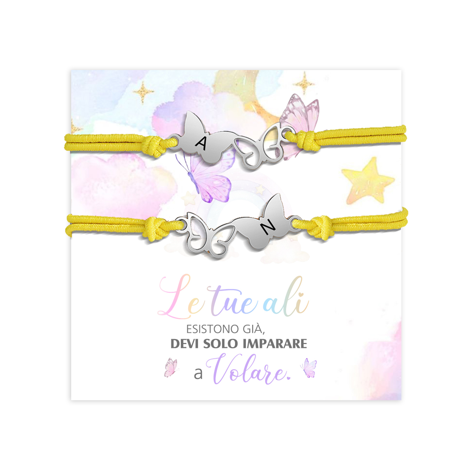 2PCS Braccialetto Farfalla🦋 regorabile personalizzato con 2 lettere