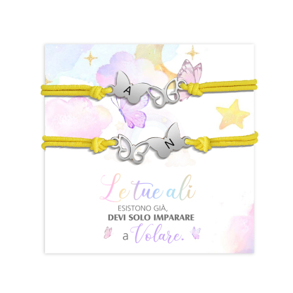 2PCS Braccialetto Farfalla🦋 regorabile personalizzato con 2 lettere