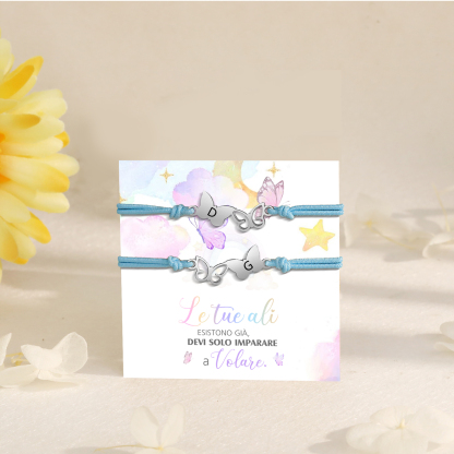 2PCS Braccialetto Farfalla🦋 regorabile personalizzato con 2 lettere